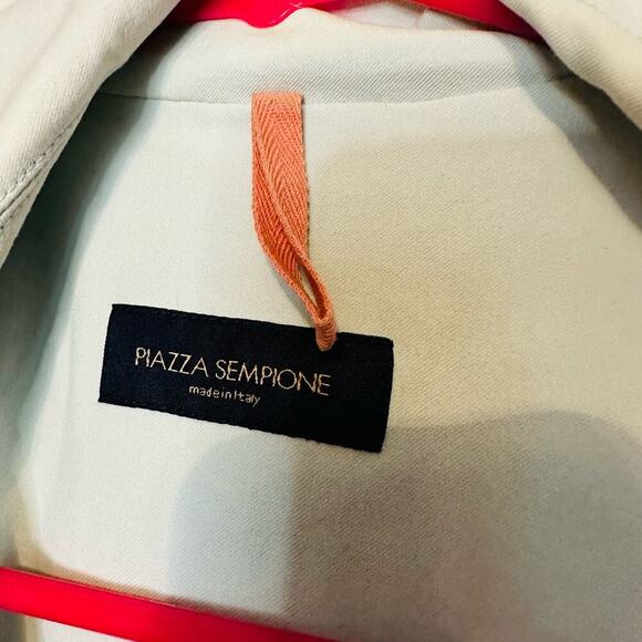 Piazza Sempione Baby Blue Belted Collared Button Front Jacket size US 8 - Picture 3 of 8